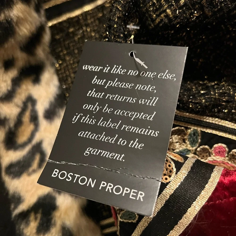 Boston Proper Leopard and Red Velvet Teddy Jacket - Picture 9 of 10